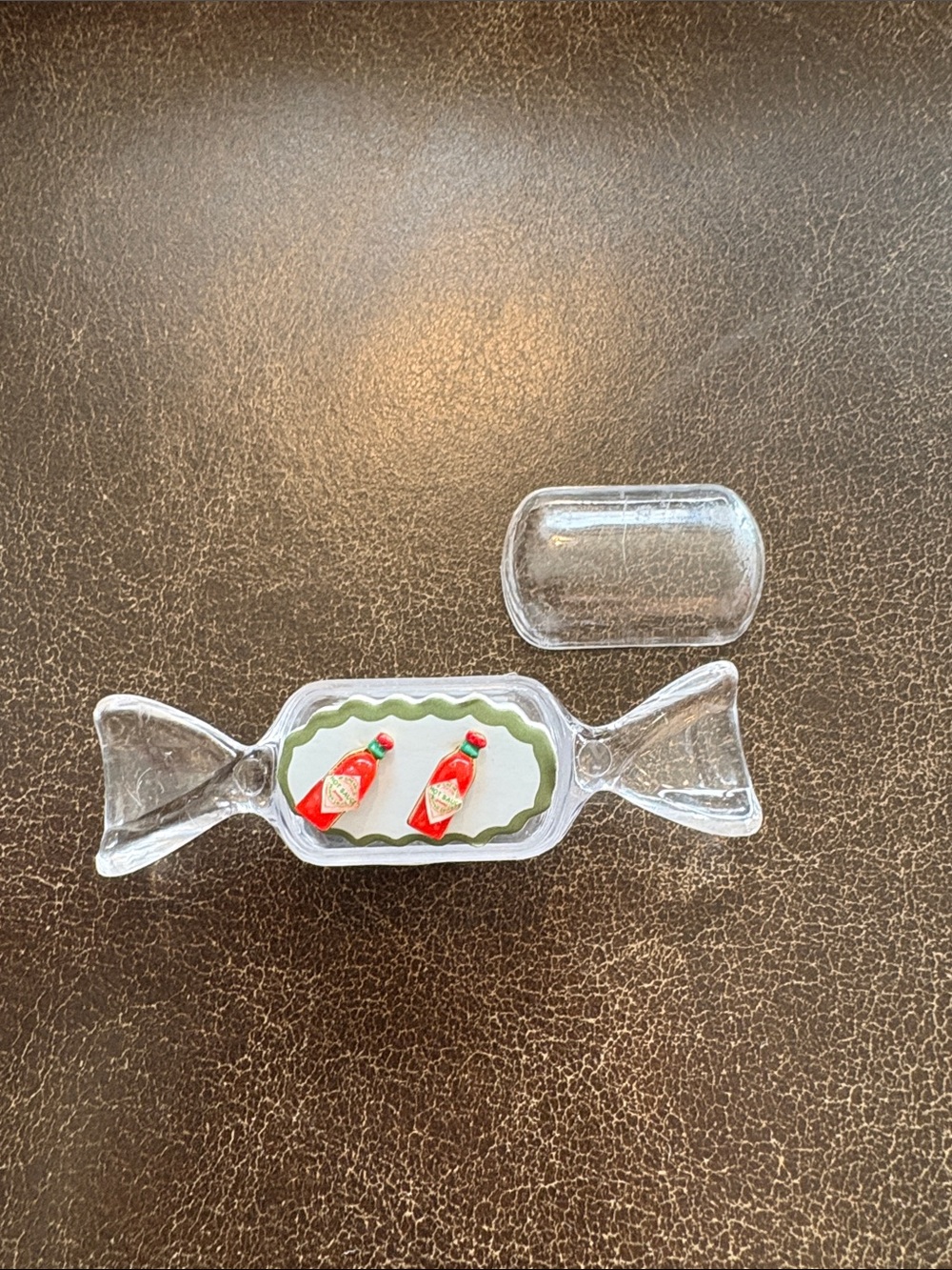 Anthropologie Red Hot Sauce Bottle Stud Earrings